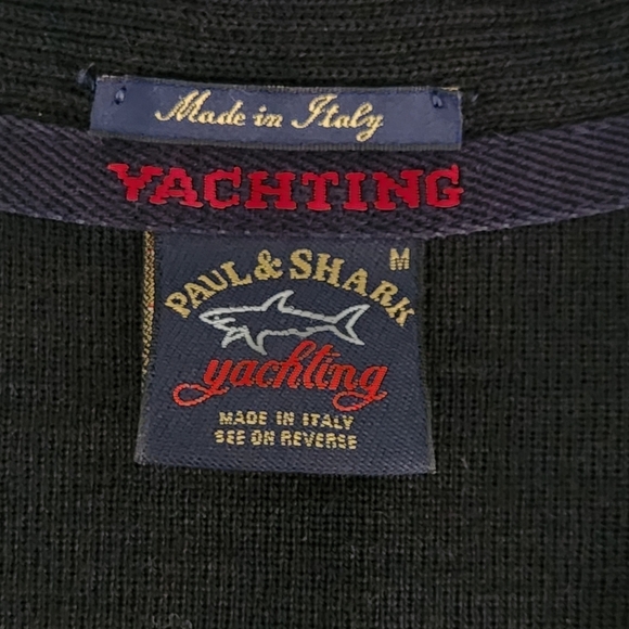 PAUL & SHARK black knit v-neck sweater pullover medium - Picture 10 of 12